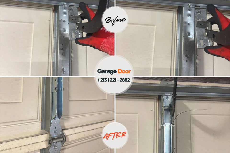 Before and after: garage door repair Tice, FL
